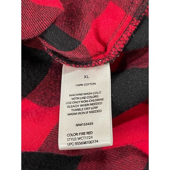 Beachlunchlounge Women's XL Red Plaid Button-Up Long Sleeve Shirt - Picture 7 of 9